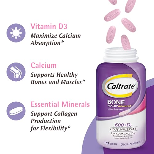 Caltrate 600 Plus D3 Plus Minerals Calcium and Vitamin D Supplement Tablets, Bone Health and Mineral Supplement for Adults - 120 Count (Packaging may vary)