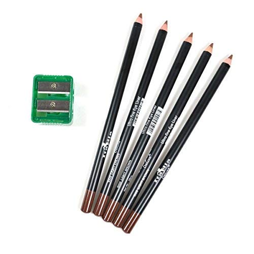 5 LIGHT BROWN EYE LIP LINER PENCIL 1003 SET + FREE SHARPENER &amp; FREE EARRING