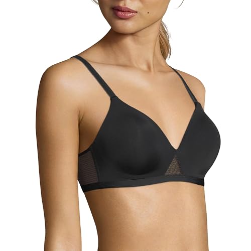 womens Oh So Light Foam Comfortflex Fit Wirefree Mhg521 Bra, Black/Nude, Medium US