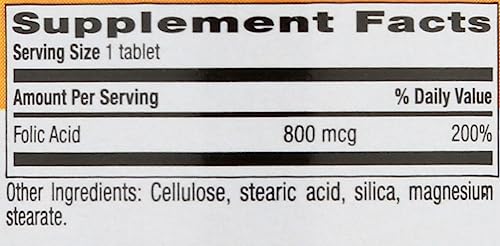 - Folic Acid 800 mcg - 250 Tablets