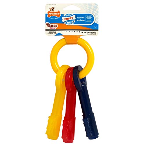 Puppy Chew Key Ring Toy, Toys for Teething Puppies, Multi Color, Bacon Flavor, X-Small - Up to 15 lbs, 1 Count