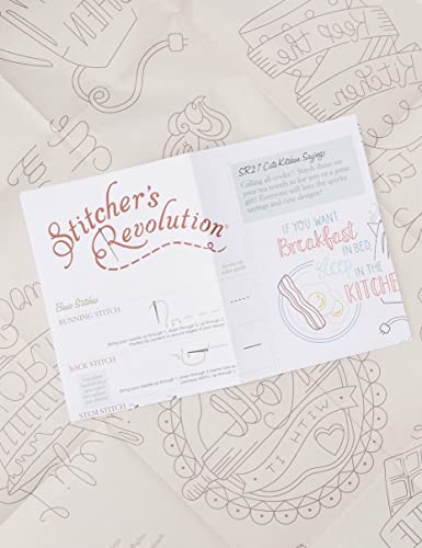 Stitcher&#39;s Revolution Cute Kitchen Sayings Iron-On Transfer Patterns for Embroidery, red