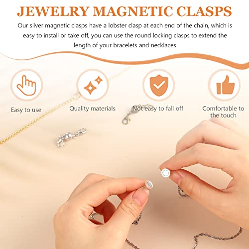 12 Pieces Magnetic Clasps Magnetic Jewelry Clasp Locking 4 Colors 8 mm Magnetic Necklace Clasp 8 mm Magnetic Closures Necklace Chain Clasp Bracelet Necklace Extenders for Jewelry Making DIY Supplies