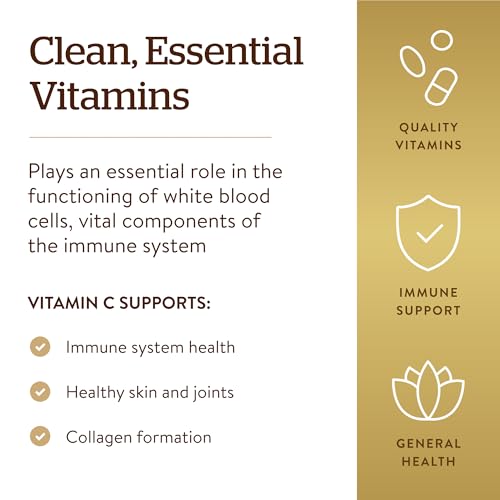 Solgar Vitamin C 1000 mg, 250 Vegetable Capsules - Antioxidant &amp; Immune Support - Overall Health - Healthy Skin &amp; Joints - Bioflavonoids Supplement - Non GMO, Vegan, Gluten No, Kosher - 250 Servings