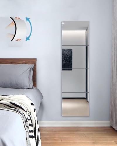 Wall Mirrors for Bedroom Door,Unbreakable Full Length Wall Mirror Tiles,shatterproof Mirror for Kids 2 Pack 4.26 x6.51,Workout for Home Gym Body,Closet Mirror Wall,Home Gym Mirror
