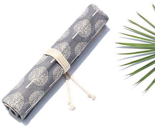 Roll Up Paint Brush Holder Artist Canvas Roll Pouch Bag Makeup Brushes Case Organizer Rollup Protection(15 inch,Without Brushes)
