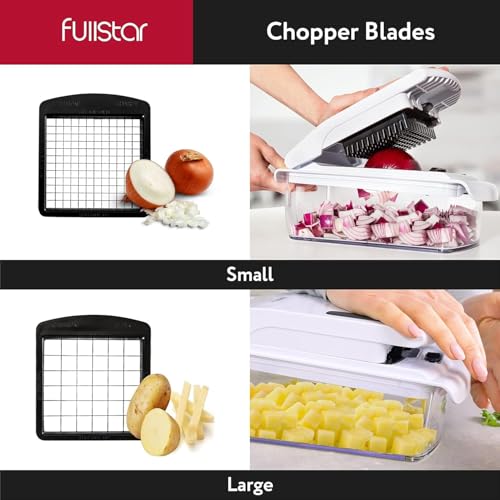 Fullstar Vegetable Chopper - Food Chopper - Onion Chopper - Vegetable Slicer &amp; Spiralizer - Veggie Chopper with Container - Kitchen Gadgets - Home Essentials - Kitchen Accessories (4 in 1, White)