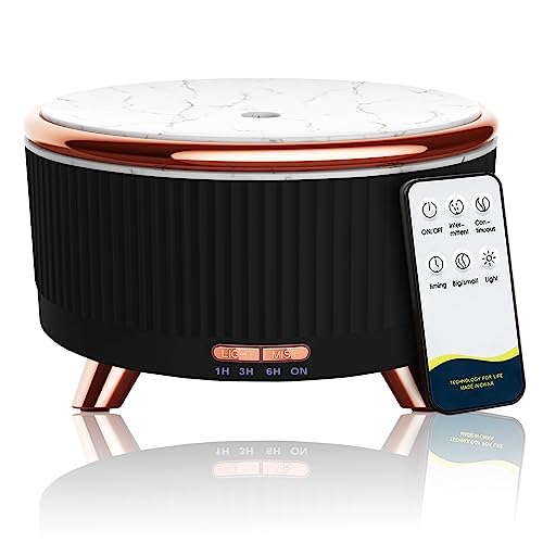 Diffusers for Essential Oils Large Room, 500ml Aromatherapy Diffuser Cool Mist Humidifier with Remote Control,7 Colors Lights &amp; 3 Mist Mode Waterless Auto Off for Women Office Home Black