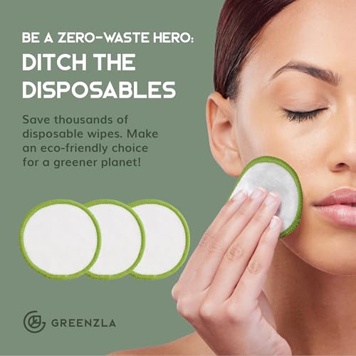Greenzla Reusable Makeup Remover Pads (20 Pack) Washabl