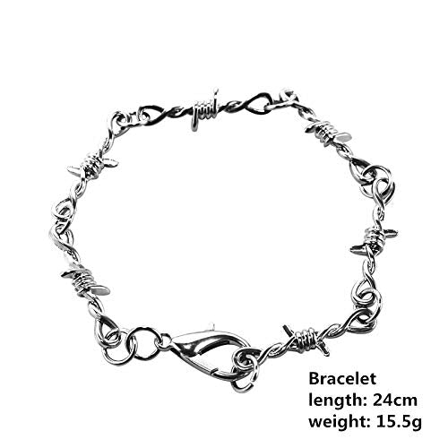 Punk Thorns Necklace Metal Chain Safety Obtuse Padlock Flame Necklace Hiphop Rock Jewelry for Men-Necklace&amp;Bracelet