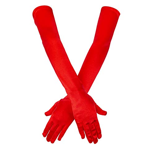 Long Red Elbow Satin Gloves 21 Stretchy 1920s Opera Gloves Evening Party Dance Gloves for Women