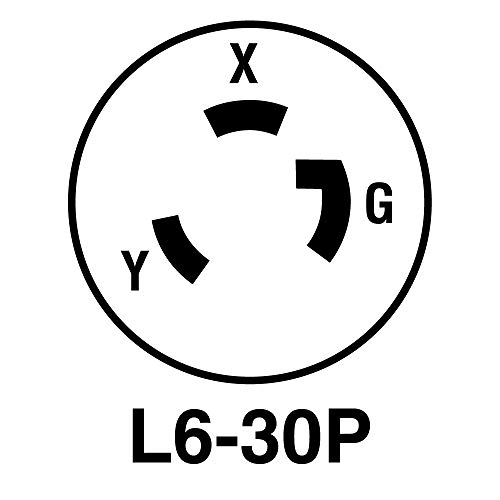 Legrand Pass &amp; Seymour L630PCCV3 Turnlok Industrial Spec Grade Locking Plug, 30 Amp 250V, NEMA L6-30P, Black/White (1 Count)
