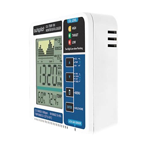 APCEM2 Data Logger Autopilot Desktop CO2 Monitor, White/Blue