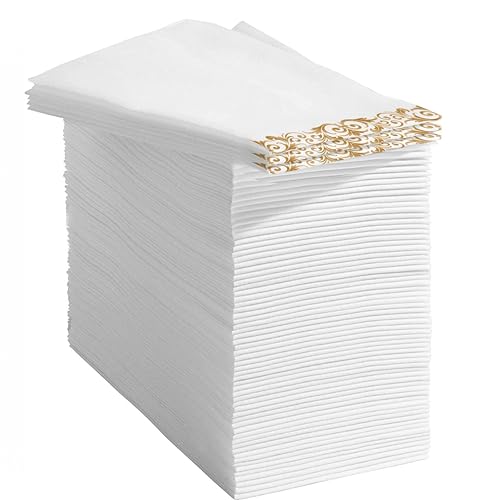 Linen Feel Dinner Napkins - Disposable Thanksgiving Napkins and Hand Towels for Bathroom - Ideal for Events, Dinners, and Parties - Soft and Durable Quality, Pack of 50, 7.8 x 4.25 Inches