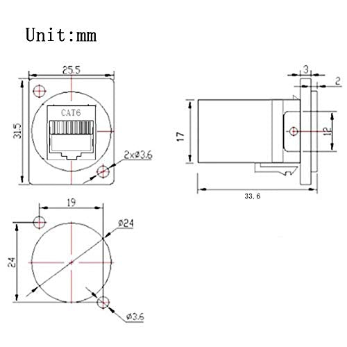 5PCS Panel Mounting RJ45 Cat5/5e/6 8P8C Ethernet LAN Cable Connector Zinc Alloy Housing Double Head Coupler Adapter Female to Female