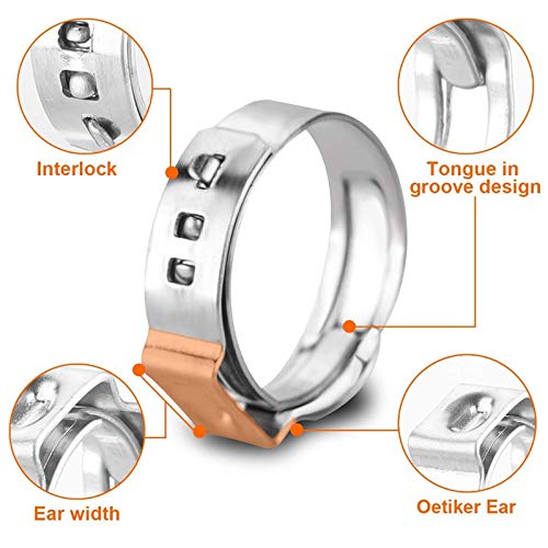 40Pcs 10.3mm-12.8mm Single Ear Hose Clamps 304 Stainless Steel PEX Cinch Clamps Stepless Cinch Crimp Rings Pinch Clamps for Pipe Fitting Connections