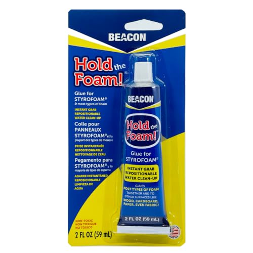 BEACON Hold The Foam - Non-Toxic, Quick Grabbing, Super Thick Formula That Bonds All Types of Foam Instantly, 2-Ounce