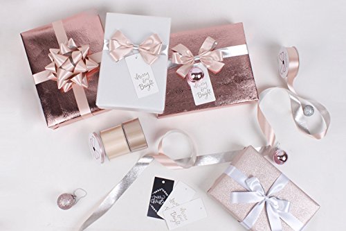Wrapping Paper Roll - Basics Glossy Rose Gold for Birthday, Holiday, Wedding, Baby Shower Wrap - 30 inch x 16.5 feet
