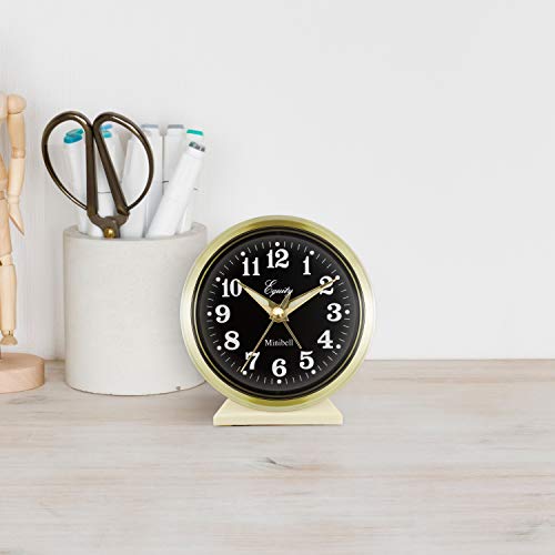 12020 Analog Key-Wound Bell Alarm Clock, 4.00 x 2.50, Gold