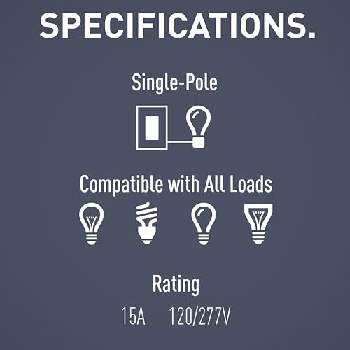 Legrand radiant TM870NICC10 15 Amp Rocker Wall Switch, Single Pole Decorator Light Switches, Nickel (1 Count)