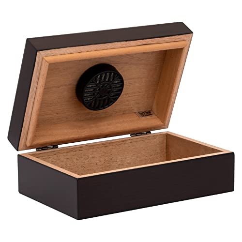 Traveler 10 Mahogany Travel Humidor for 10 Cigars, SureSeal Lid Technology, 1 Round Humidifier, Mahogany Finish