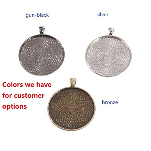 10pcs 40mm Round cabochon Pendant Base Settings Antique Gun-Black Jewelry Bezel Blanks DIY Necklace Making Supplies
