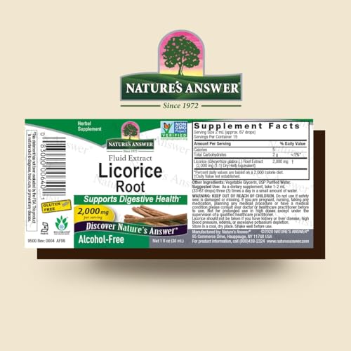 Nature&#39;s Answer Licorice Root | Herbal Supplement | Supports Digestive Health | Non-GMO &amp; Kosher | Alcohol-Free, Gluten-Free &amp; Vegan 1oz