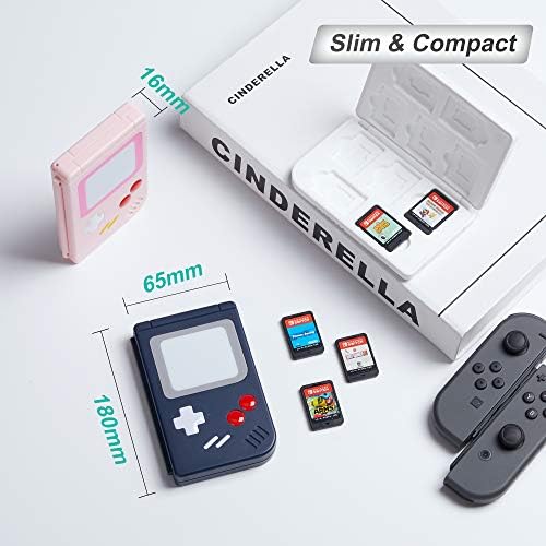 Game Card Case for Nintendo Switch (2019 &amp; 2021 OLED),Nintendo Switch Lite,10 Game Cards &amp; 10 Memory SD Cards Strorage Holder, Gameboy Portable Slim/Small Size Case Pink