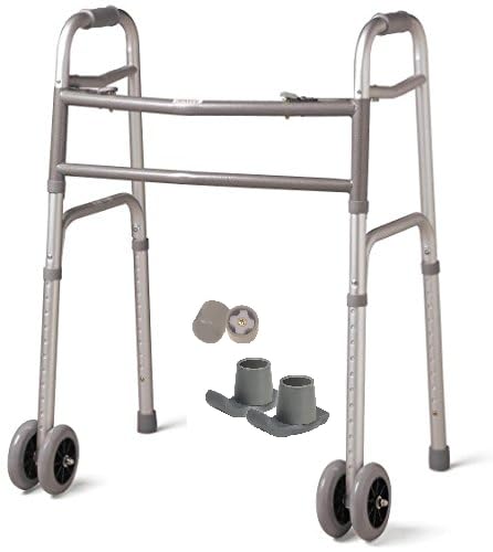 Walkers Heavy Duty Folding Deluxe 2 Button Front 5 Wheels By Healthline Trading