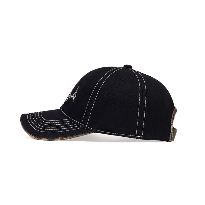 Cotton Fishing Hat Fish Bone Embroidery Trucker Dad Baseball Cap YZ10119 (Black)