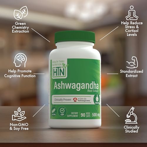 Ashwagandha 500mg KSM­66® 90 Capsules | Stress, Mood, Focus, &amp; Energy | Clinically Proven and Organic Root-Only Whitania Somnifera Extract | Non-GMO, Gluten &amp; Soy Free