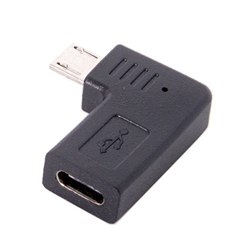 Cablecc USB-C Type-C Female to Micro USB 2.0 5Pin Male Data Adapter 90 Degree Left &amp; Right Angled Type (Left Angled)