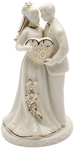 30715 Small Fine Porcelian 50th Anniversary Couple Figurine, 4-3/4H, Ivory