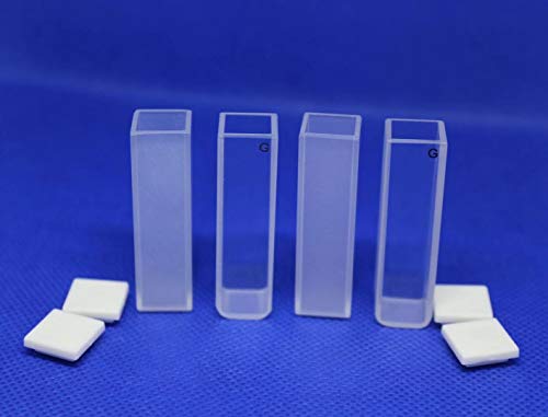 Standard Glass Cuvette for (4pcs) Spectrophotometer Glass cuvettes Cells 10mm pathlegnth, 3.5ml; 2 Clear Sides, 340-2500 nm Open top with Lid