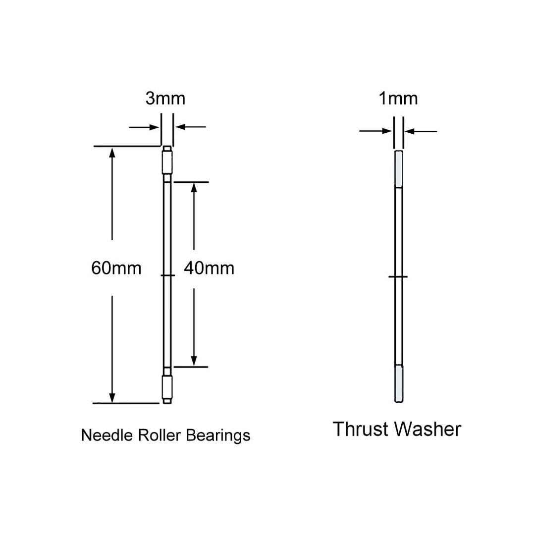 AXK4060 Thrust Needle Roller Bearings with Washers 40mm Bore 60mm OD 3mm Width 2pcs