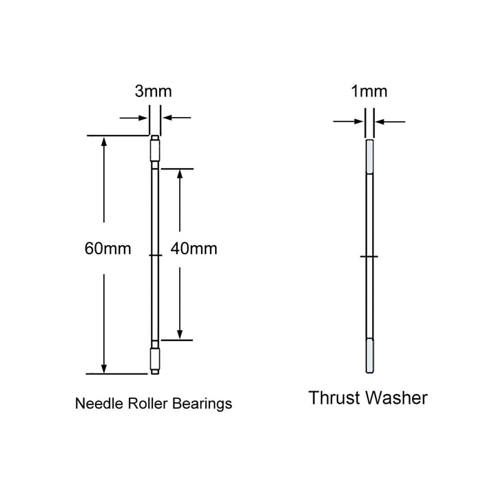 AXK4060 Thrust Needle Roller Bearings with Washers 40mm Bore 60mm OD 3mm Width 2pcs