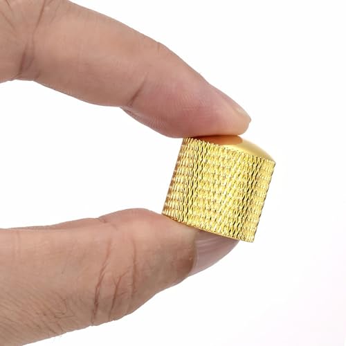 3PCS Metal Volume Tone Dome Guitar Speed Control Knurled Shaft Pots Knobs with Keys Screws Set for Electric Guitar or Bass (Gold)