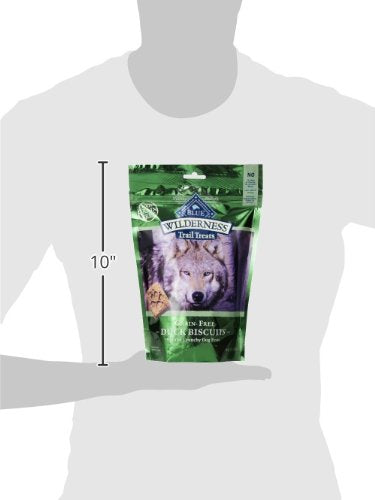 Wilderness Trail Treats High Protein Grain Free Dog Biscuits Crunchy Dog Treats, Duck Recipe, 10-oz Bag