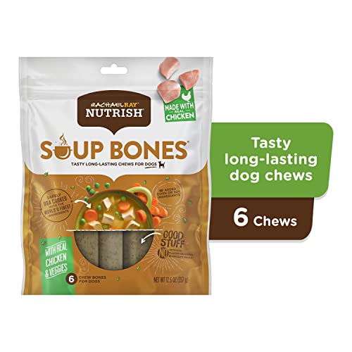 Rachael Ray Soup Bones Dog Treats, Chicken & Veggies Flavor, 6 Bones