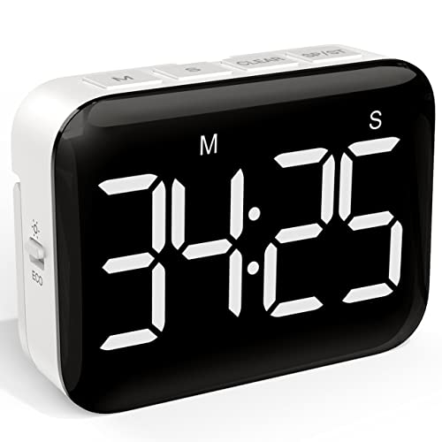 Magnetic Kitchen Timer for Cooking with Count Up Countdown, Digital Timer Battery Powered with Large Display, 2 Brightness and Volume Levels for Classroom, Teacher, Kids