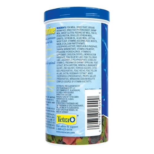 Marine Large Saltwater Flakes, Nutritionally Balanced Fish Food for Saltwater Fish, 5.65 oz