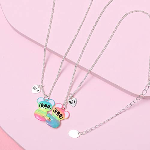2 Pcs Set Best Friends Half Heart Pendant Panda Koala Necklace Charm BFF Friendship Jewelry for Women- Panda