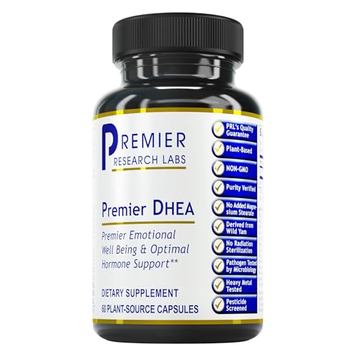 Premier DHEA - DHEA Supplement for Women & Men, Pure DHEA 25mg, Hormone Support for Healthy Aging, Wild Yam DHEA, Vegan Friendly - 60 Vegetarian Capsules