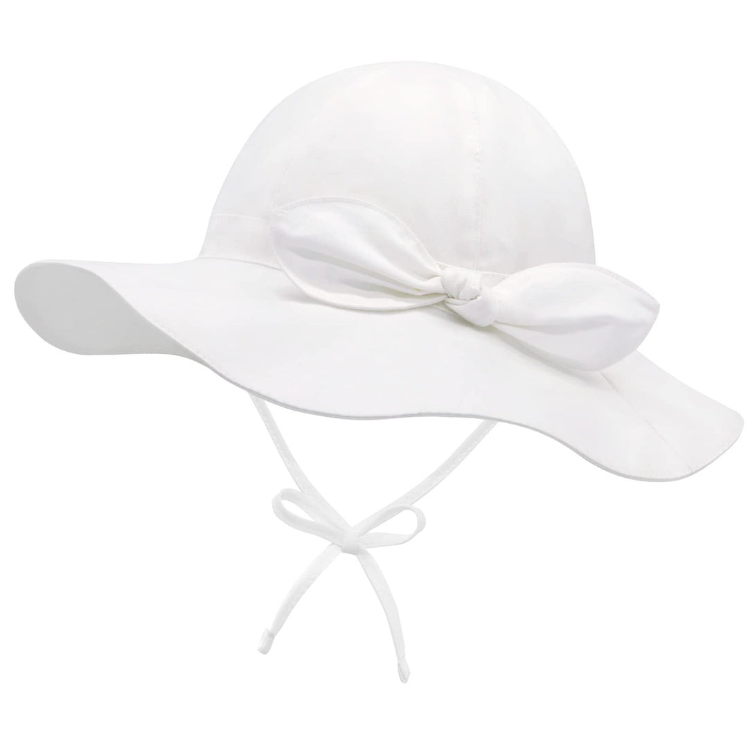 Baby Girl Sun Hat Summer Baby Hats UPF 50+Toddler Sun Hat Infant with Wide Brim Bucket Hat White 46cm/0-6 Months