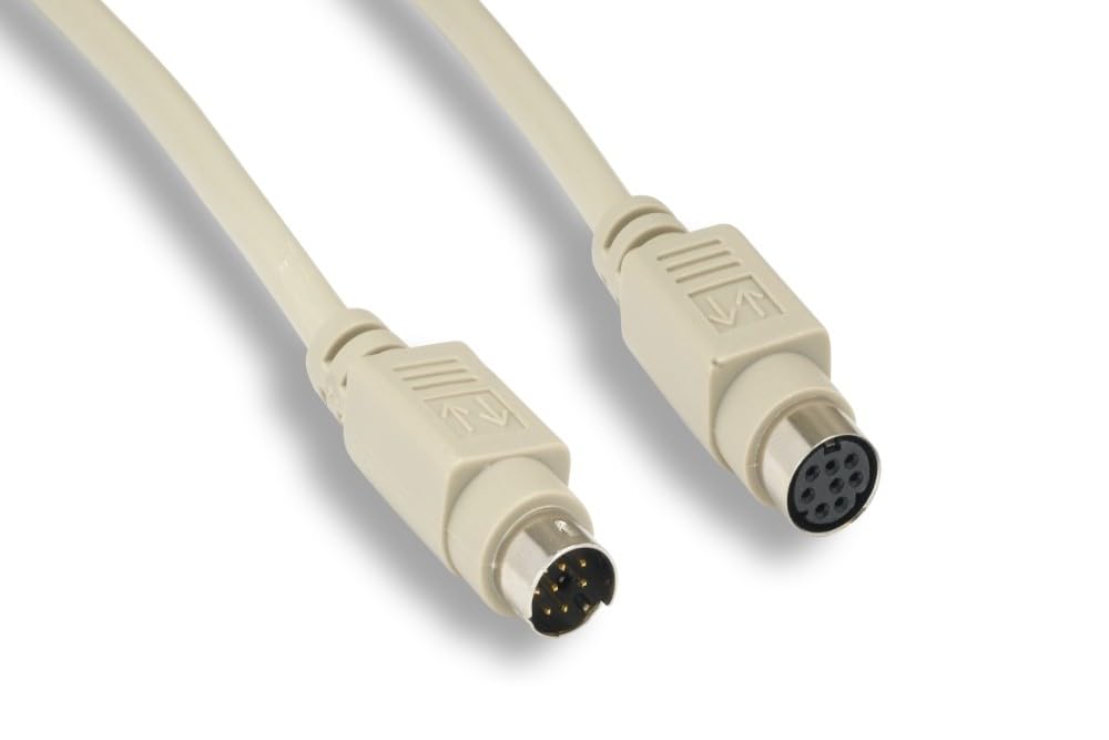 6 Feet FT Mini DIN8 Extension Cable Cord Connector 28 AWG Molded Serial RS-232 MDIN 8 Pin Male to Female M/F for Peripheral Device