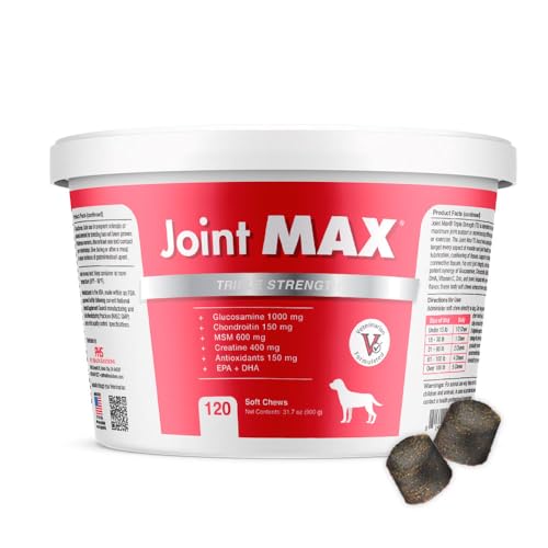 TS Joint Supplement Vet Formulated Pain & Inflammation Relief Treats Hip Dysplasia & Arthritis, Glucosamine, Chondroitin, Turmeric, MSM, HA, Creatine, Omega 3 EPA + DHA.120 Soft Chews