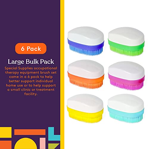 Wilbarger Method Therapy Sensory Brush Set, 6-Pack, Calming Occupational and Sensory Tools with Deep Pressure Massage, Large Oval Handle, Soft Bristles, Fun Colors