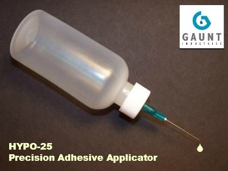 HYPO-25 - Epoxy &amp; Cement Applicator - Precision Acrylic Adhesive Dispenser - 2 Ounce Clear Plastic Bottle with 23 Gauge Blunt Tip, Green