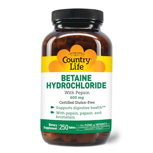 Betaine Hydrochloride with pepsin 600 mg - 250 Tablets