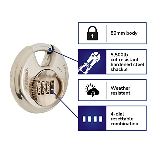 – Heavy Duty Combination Padlock – 80mm Chrome Plated Lock with Hardened Steel Shackle – Resettable Security Lock for Storage Lockers, Toolboxes, Outdoor & Indoor Sheds, and More